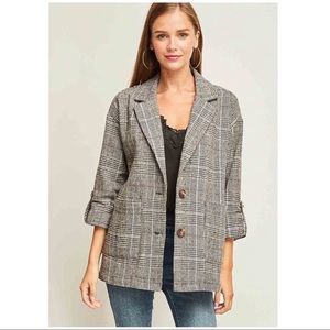 Boyfriend style plaid blazer